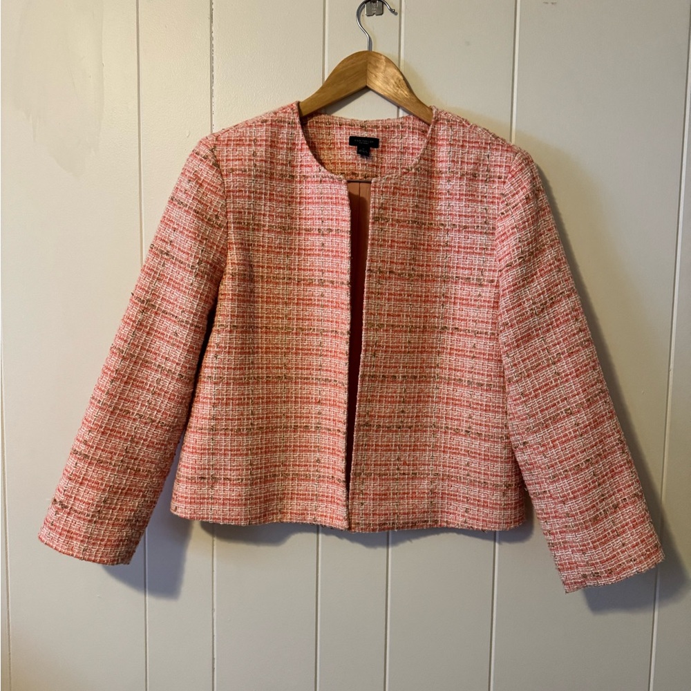 ANN TAYLOR FACTORY Tweed Orange Cropped Blazer
